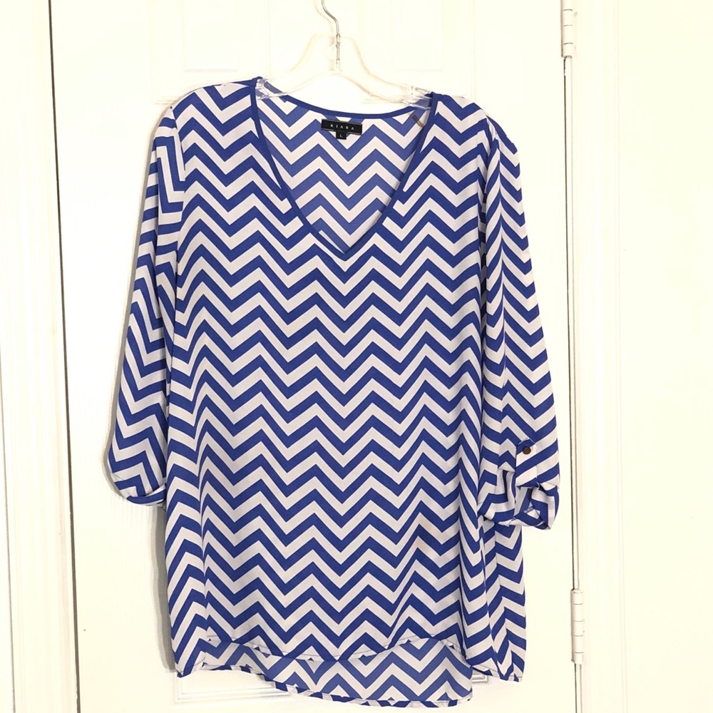 ‼️SOLD‼️ Royal blue and white blouse